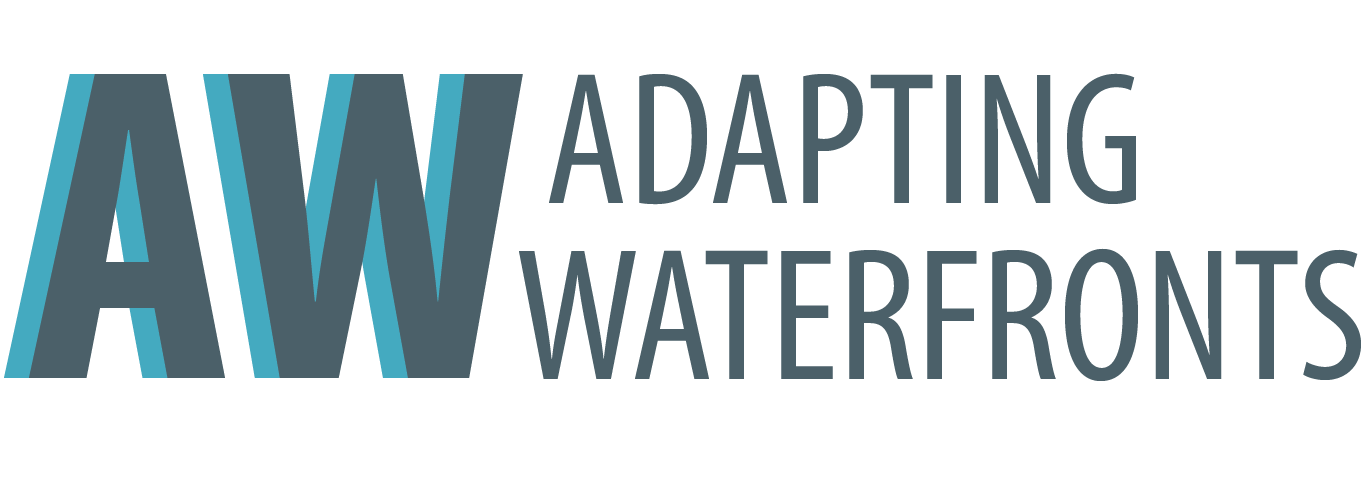 Adapting Waterfronts logo: capital letters AW next to the words 'Adapting Waterfronts'
